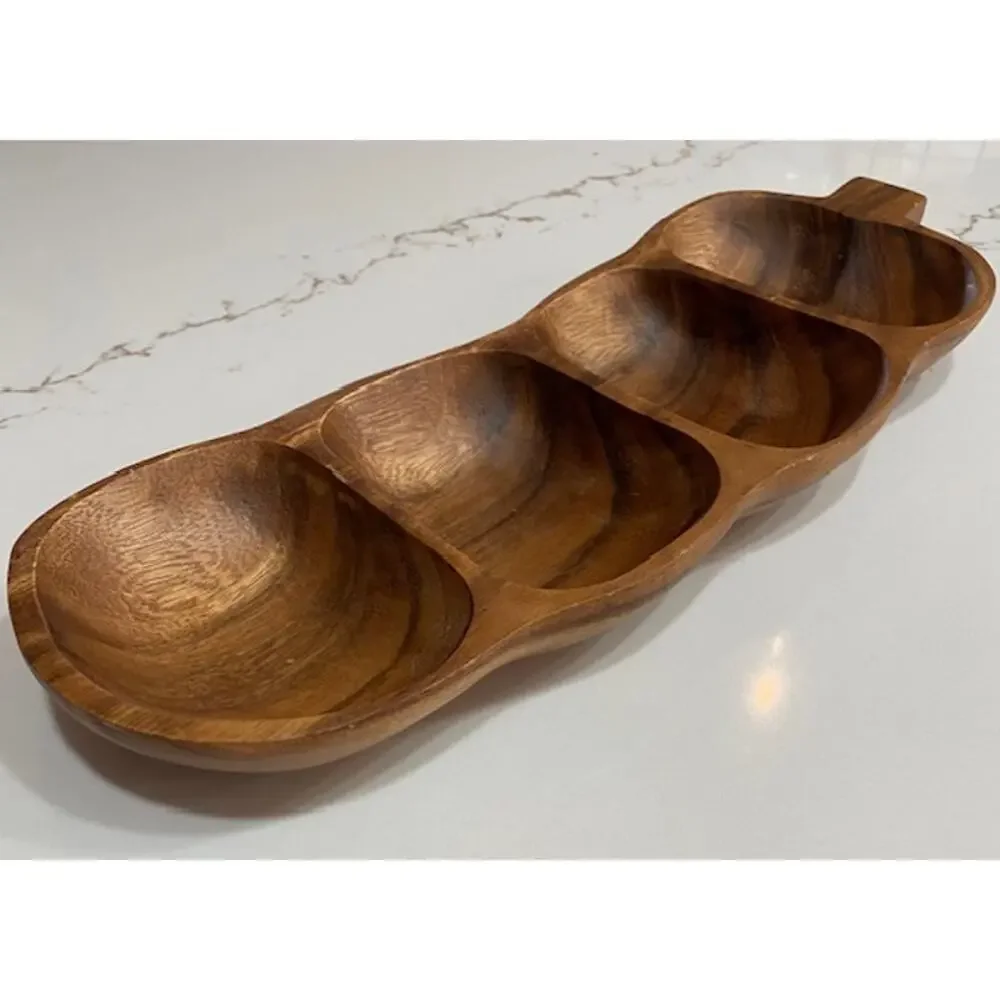 Mountain Woods Dark Brown 4 Compartment Acacia Wood Serving Tray